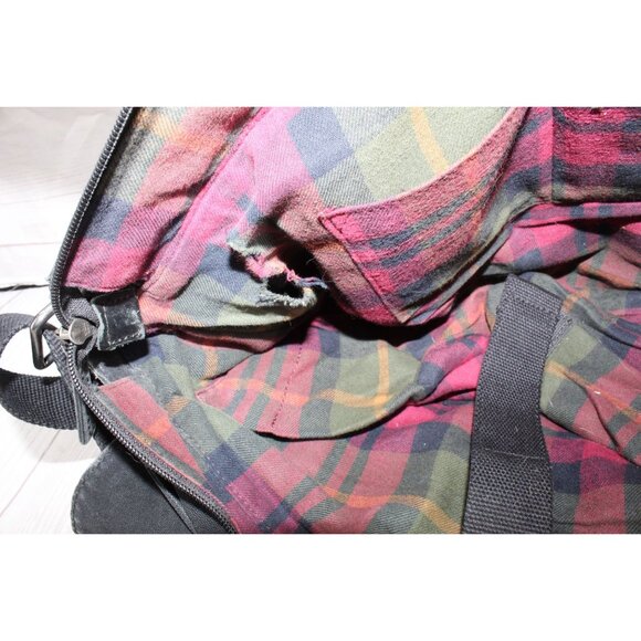 LL Bean Black Canvas Flannel Lined College Office Crossbody Messenger Bag - Picture 9 of 10